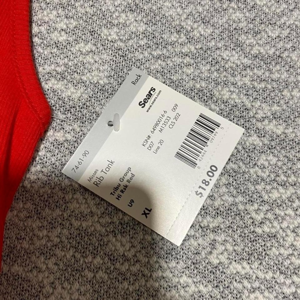 Apostrophe Red tank top with white lace trim woman XL 100% cotton NWT. SLU-A331 - Picture 3 of 7